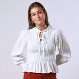 Olive White Blouse