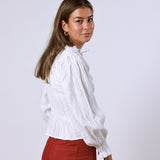 Olive White Blouse