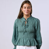 Blusa turquesa escura verde oliva