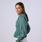 Blusa turquesa escura verde oliva