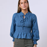 Olive Cornflower Blue Blouse