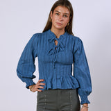 Olive Cornflower Blue Blouse