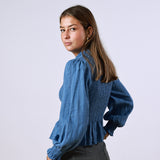 Olive Cornflower Blue Blouse