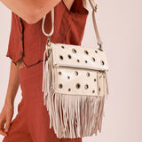 Bolso Bandolera Flecos Blanco