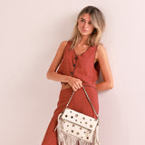Bolso Bandolera Flecos Blanco