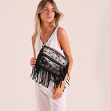 Bolso Bandolera Flecos Negro