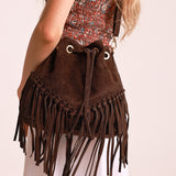 Bolso Bucket Flecos Marrón