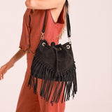 Bolso Bucket Flecos Negro