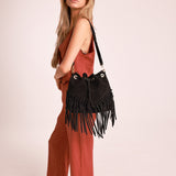Bolso Bucket Flecos Negro