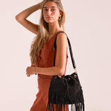 Bolso Bucket Flecos Negro