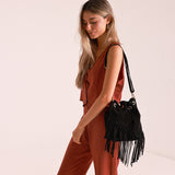 Bolso Bucket Flecos Negro