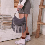 Grey Fringed Bag