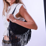 Navy Blue Fringed Bag