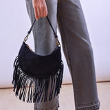 Navy Blue Fringed Bag