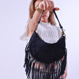 Navy Blue Fringed Bag