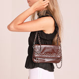 Bolso Mini Tachuelas Rojo Oscuro
