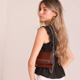 Bolso Mini Tachuelas Rojo Oscuro