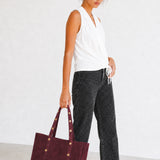 Bolso Tote de Ante Morado Rosado
