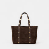 Bolso Tote de Ante Marron Oscuro