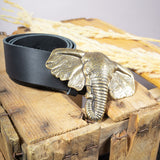 Black Leather Elephant Belt