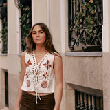 Top Amelia Blanco Floral