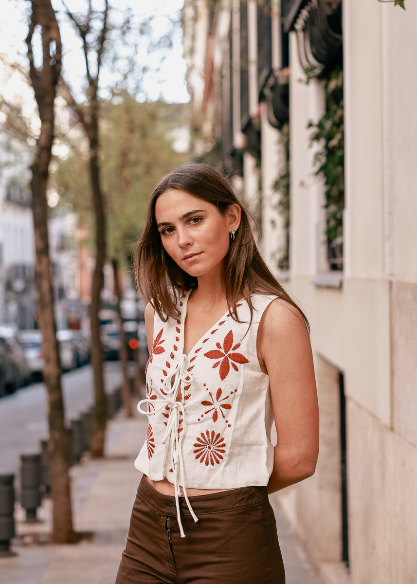 Top Amelia Blanco Floral