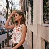 Top Amelia Blanco Floral