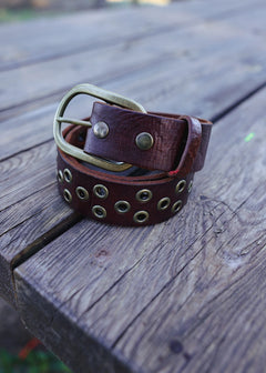 Brown Round Studded Belt