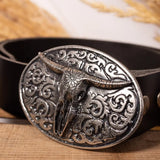 Silver Horn Belt Black Leather