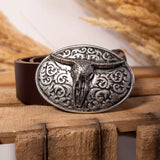 Silver Horn Belt Brown Leather