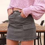 Gray Cargo Mini Skirt