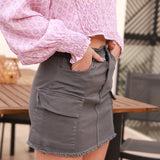 Gray Cargo Mini Skirt