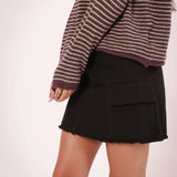 Black Cargo Mini Skirt