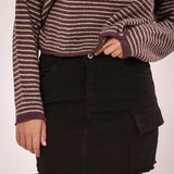 Black Cargo Mini Skirt