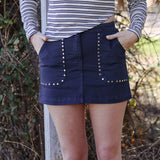 Nea Navy Blue Studded Skirt