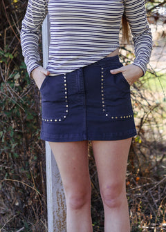 Nea Navy Blue Studded Skirt