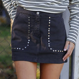 Nea Dark Grey Studded Skirt