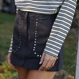 Nea Dark Grey Studded Skirt