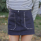 Nea Dark Grey Studded Skirt