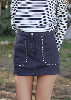 Nea Dark Grey Studded Skirt