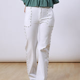 Cairo White Studded Trousers