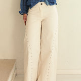 Pantalón Tachuelas Candy Blanco Floral
