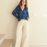 Pantalón Tachuelas Candy Blanco Floral