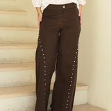 Pantalón Tachuelas Candy Marrón Oscuro