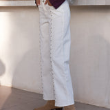 Vesper White Floral Studded Pants