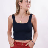 Navy Blue Bertha Top