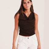 Top Perla Marrón Oscuro