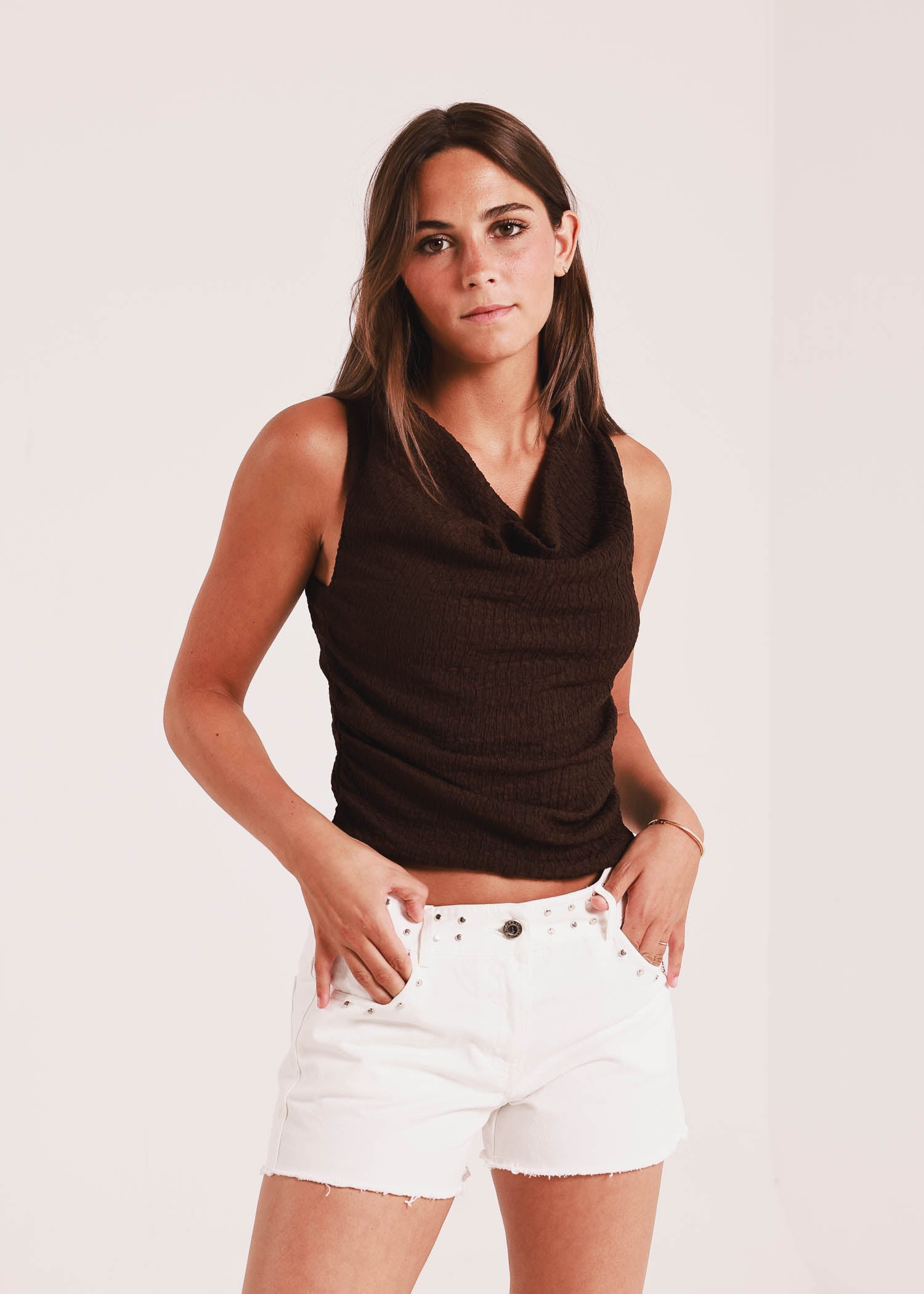 Top Perla Marrón Oscuro