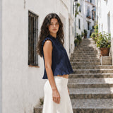 Top Ruffle Azul Marino