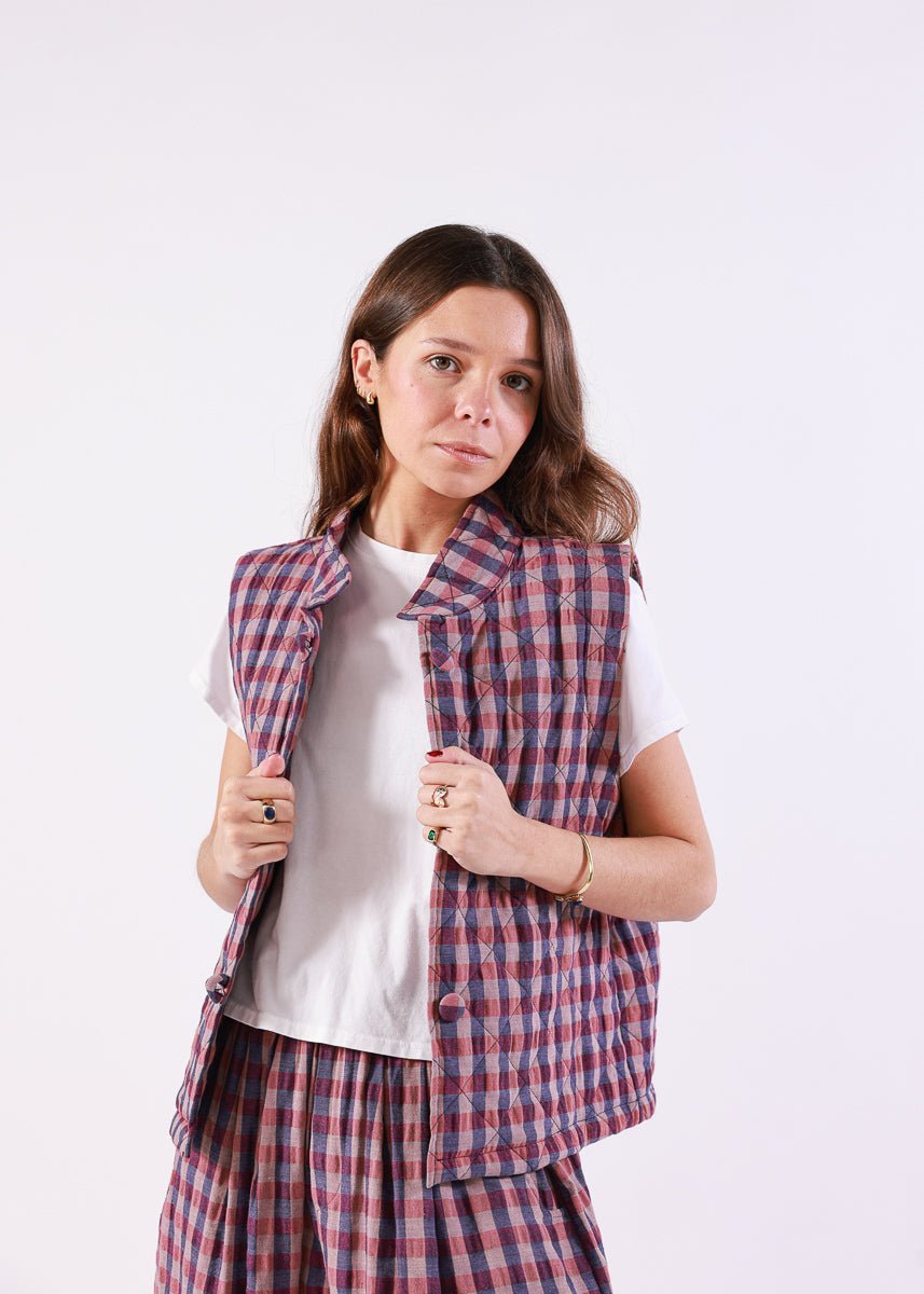 Chaleco Olivia Rosa Oscuro - MOCCACHICA